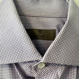 Canali 1924 Men's Purple & White Cotton Dress Shirt